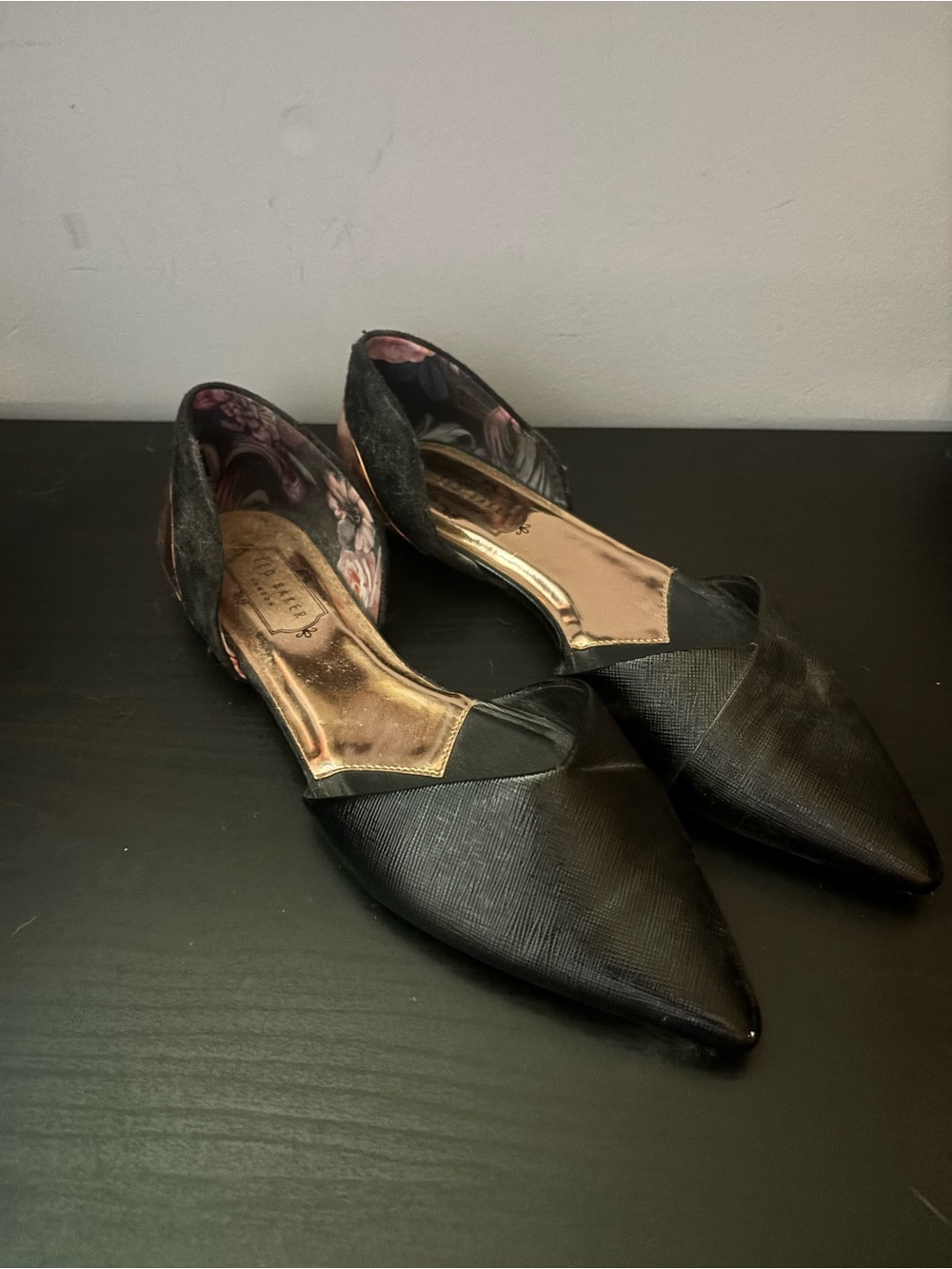 Ted Baker Women's Black Pointed D'Orsay Flats